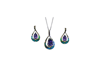 Rhodium Plated | Gemstone Pendant Sets